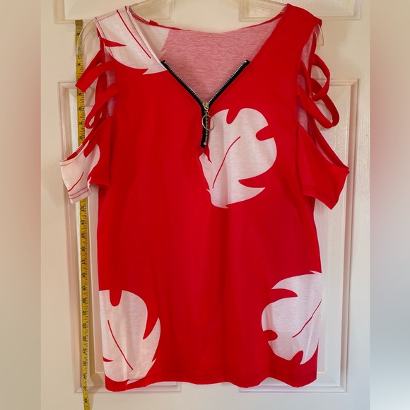 Cold shoulder top Red XL - Picture 2 of 7